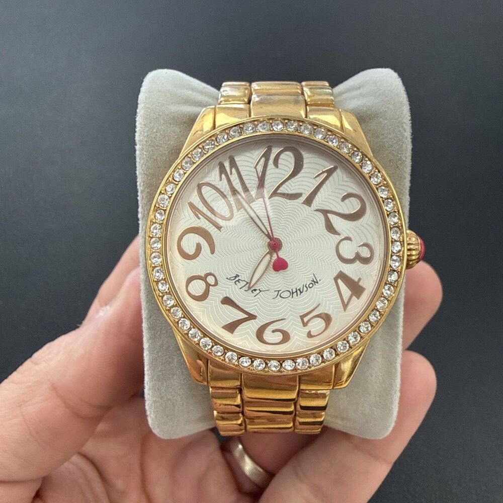 Betsey Johnson Women's Gold-Tone Crystals Accented - Needs Battery